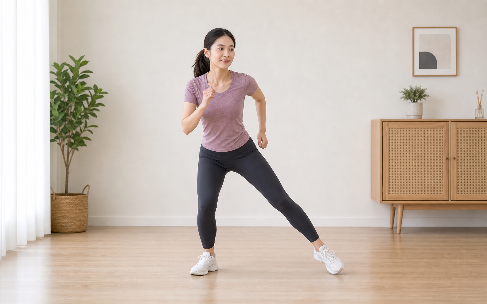 女性低冲击侧步有氧训练参考